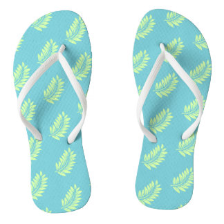 Chinelos Aqua Palm Leaf Patterno Tropical