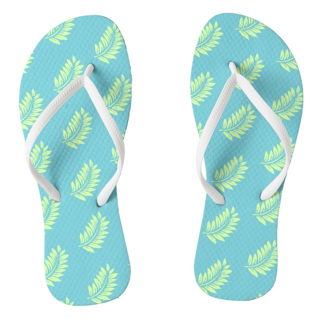 Chinelos Aqua Palm Leaf Patterno Tropical (Pé da cama)