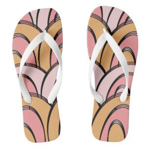 Chinelos Arco-íris Groovy Laranja Rosa Padrão