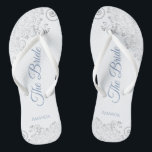 Chinelos Arranjo Azul De Prata E Dusty O Casamento Noivo<br><div class="desc">Dance a noite fora com essas belas chinelos de casamento. Projetados para a noiva, eles apresentam um design simples, mas elegante, com inscrições azuis empoeiradas em um fundo branco e ricos de cinza prateada e redemoinhos. Uma bela maneira de se manter rico e apropriado enquanto dá uma pausa nos pés...</div>
