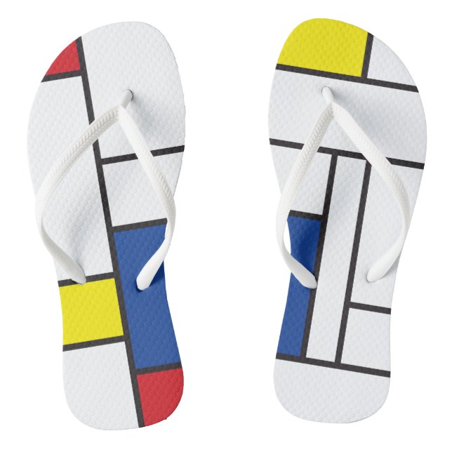 Chinelos Arte Moderna De Stijl Geométrica Minimalista Mondr (Pé da cama)