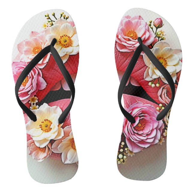 Chinelos Artesania de Lábios Florais (Pé da cama)