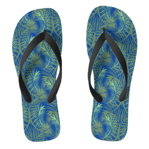 Chinelos Árvore de Folha de Palmeira Verde Azul Praia