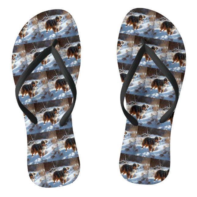Chinelos Australian Shepherd Deixe Nevar Natal (Pé da cama)
