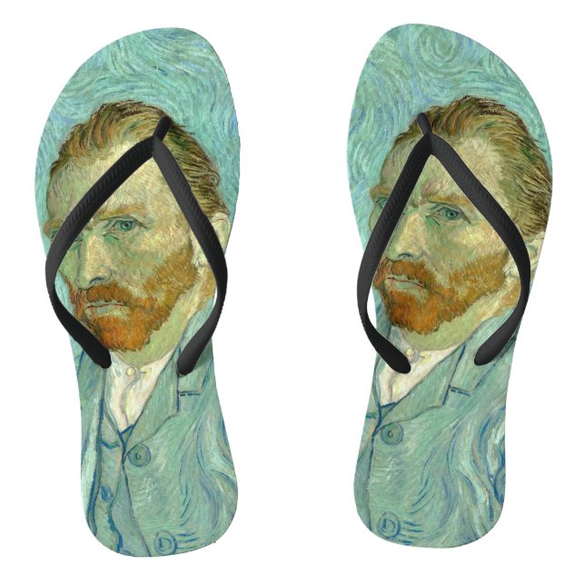 Chinelos Autorretrato de Vincent Van Gogh com Fundo Azul (Pé da cama)