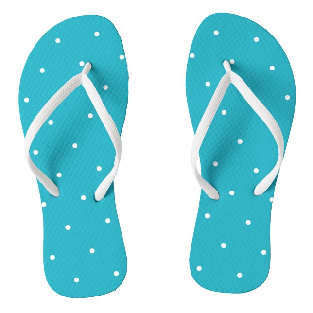 Chinelos Azul e Branco vibrantes com pontos (Pé da cama)