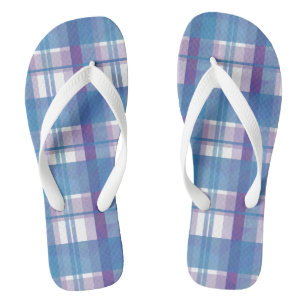 Chinelos Azul e roxo da xadrez de Madras