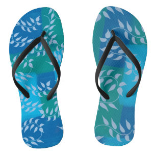 Chinelos Azul, folha de folhas, cor de água azul