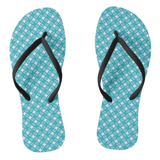Chinelos Azul Gingham e Branco (Pé da cama)