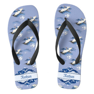 Chinelos Azul Vintage Branco Chinoiserie Chic Grou Adiciona