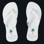 Chinelos Bachelorette de Noiva de Árvore Moderna<br><div class="desc">Chinelos personalizados de solteiros com "tribo de noiva" em letra moderna de escrita e palmeira tropical de aquarela. Personalize com o nome - compre um para cada mulher.</div>