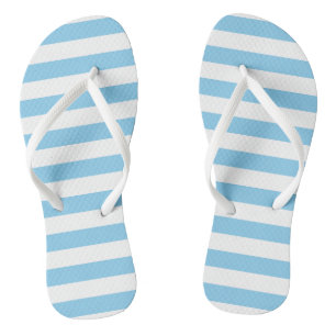 Chinelos Bandas Horizontais de Grande Tamanho Azul e Branco