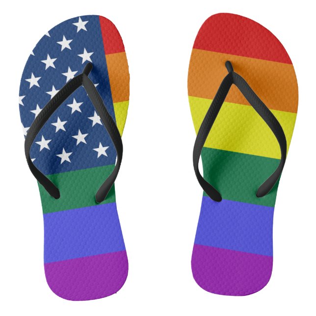 Chinelos Bandeira Americana do Orgulho LGBT com Estrelas (Pé da cama)