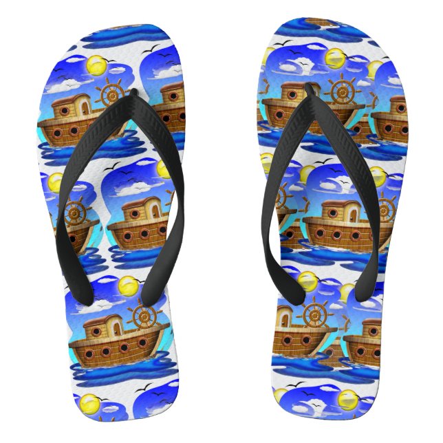 Chinelos Barco de Pesca Cartoon  (Pé da cama)
