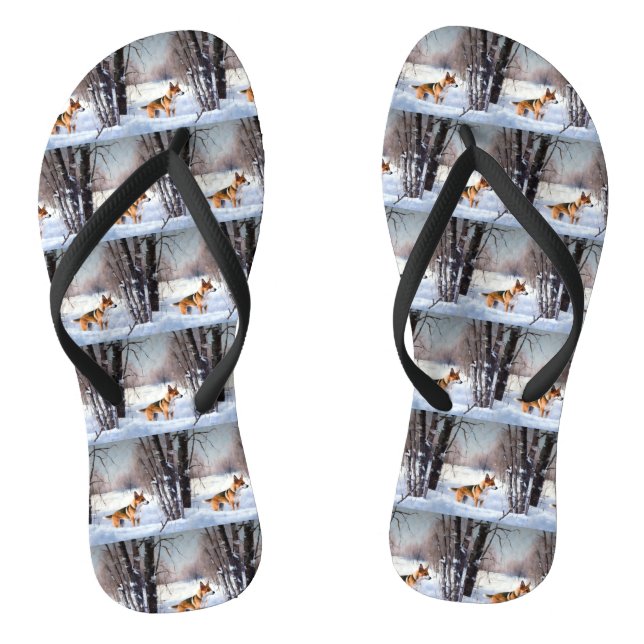 Chinelos Basenji Deixe Nevar Natal (Pé da cama)