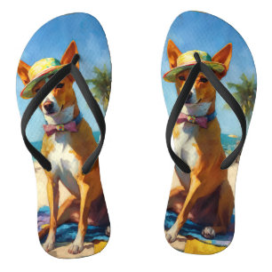 Chinelos Basenji na praia, presente de verão para amantes d