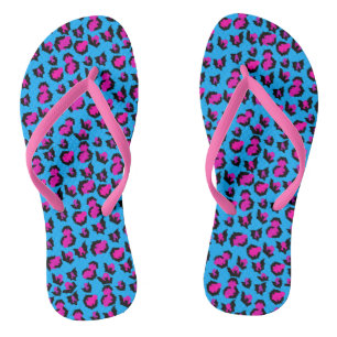 Chinelos Bats Estampa de Leopardo Azul Roxo Preto
