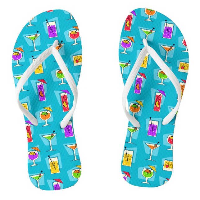 Chinelos Bebidas tropicais havaianas retros do happy hour (Pé da cama)