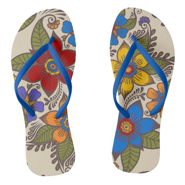 Chinelos Belo Retro Boho Floral Design (Pé da cama)