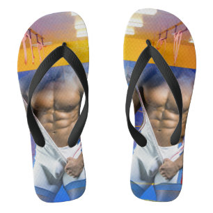 Chinelos Bíceps de SlipperyJoe homem musculoso six-pack aca