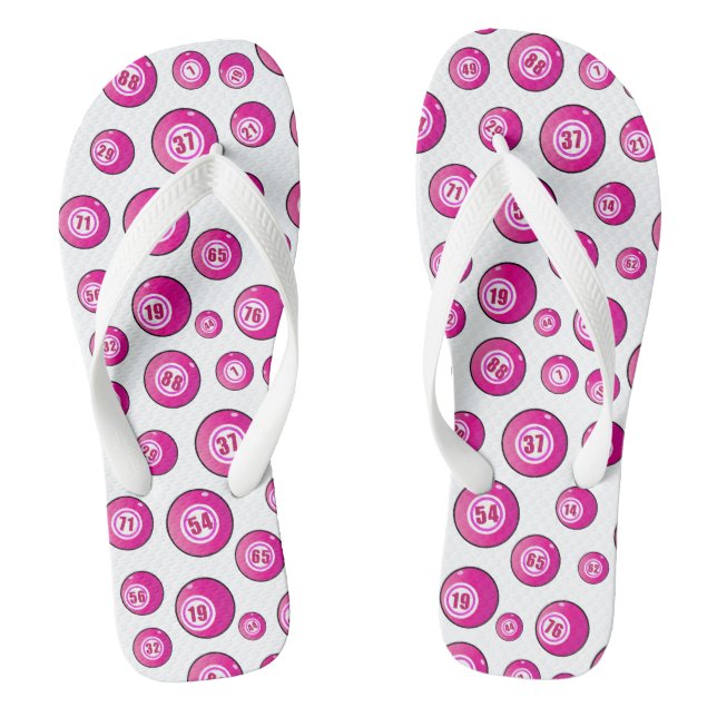 Chinelos Bingo Balls Diversão Rosa e Branco (Pé da cama)