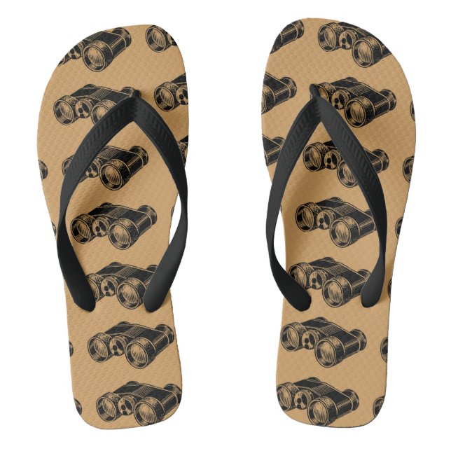Chinelos Binóculos Ilustração Vintage Flip Flop (Pé da cama)