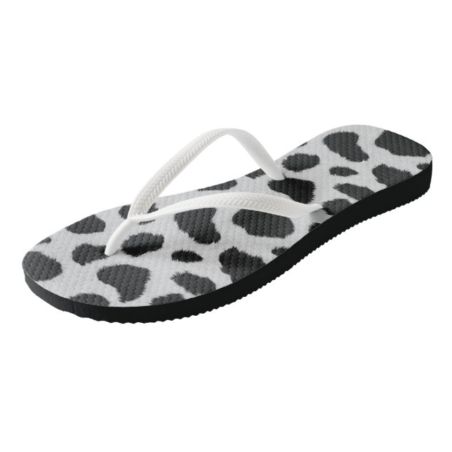 Chinelos Black and white cow spots pattern fur texture (Inclinado)