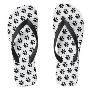 Chinelos Black and White Paw Imprime Padrões Na moda