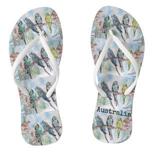 Chinelos Blue Budgie Australiano Bird Birds Orça Thongs