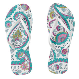Chinelos Blue Persian Boteh Paisley Patterley Sacudir Flop