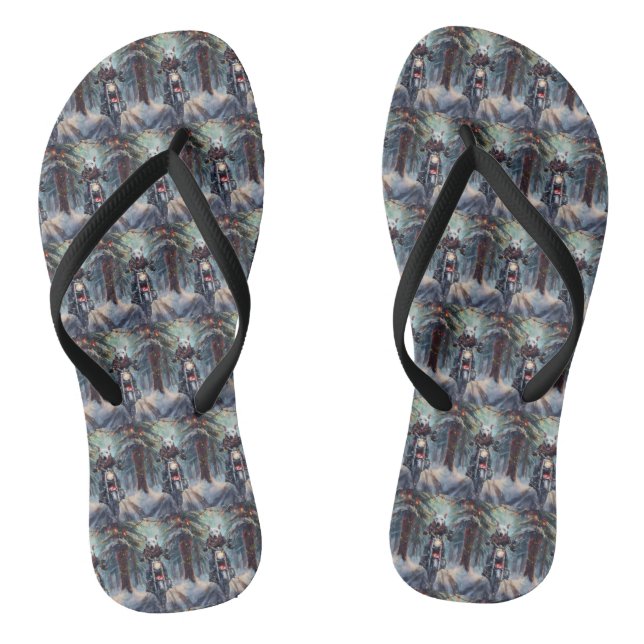 Chinelos BoBull Terrier Dog Dirigindo motocicleta Natal (Pé da cama)