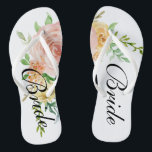 Chinelos Bonita Rosa Floral Noiva<br><div class="desc">Esses belos Chinelos de noiva de rosas florais farão um belo presente divertido para qualquer noiva.</div>