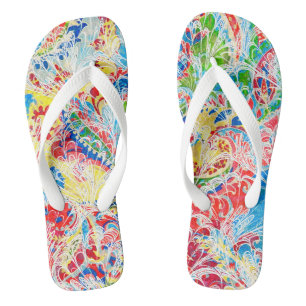 Chinelos Bonito floral vintage colorido