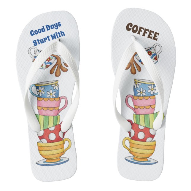 Chinelos Bons Dias Começam Com Café (Pé da cama)