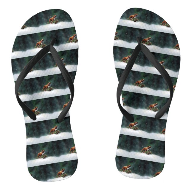 Chinelos Boxeador Natal neve inverno (Pé da cama)