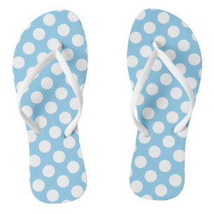 Chinelos Branco sobre Bolinhas de tamanho grande azul-bebê