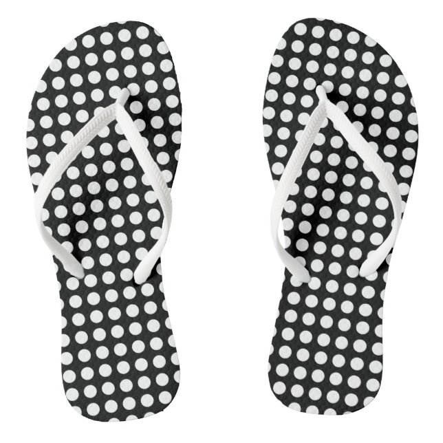 Chinelos Branco sobre Bolinhas Horizontais de Tamanho Médio (Pé da cama)