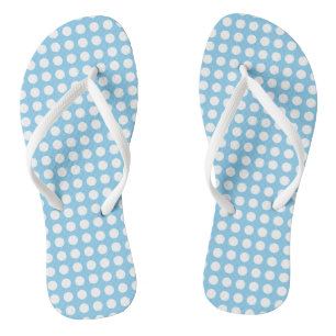 Chinelos Branco sobre Bolinhas Horizontais Médias Azul Bebê