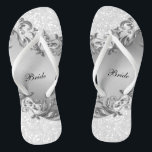 Chinelos Brilho branco e Cinzas  | Casamento<br><div class="desc">Calçados de Sacudir de Festa Bridal prontos para você personalizar. ⭐ Este produto é 100% personalizável. Gráficos e/ou texto podem ser adicionados, excluídos, movidos, redimensionados, alterados, rodados etc... ⭐ 99% dos meus designs na minha loja são feitos em camadas. Isso facilita o redimensionamento e a movimentação de gráficos e textos...</div>