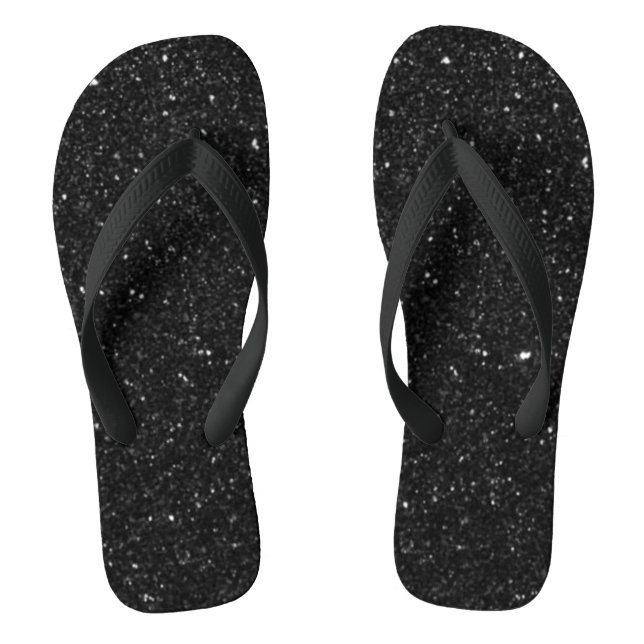 Chinelos Brilho preto Glitter Brilhante (Pé da cama)