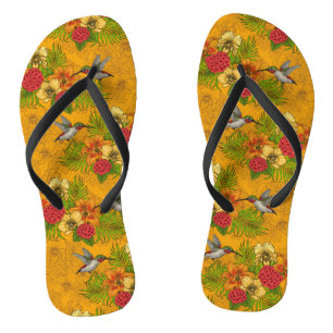 Chinelos Buquês tropicais e beija-flores 2