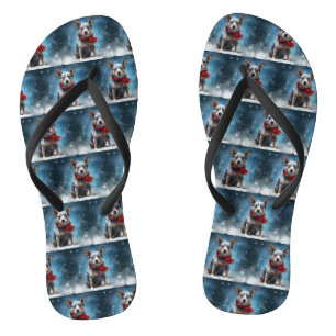 Chinelos Cachorro Azul no Natal da Neve