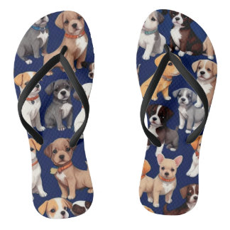 Chinelos Cachorro Cachorro Marinho Design de Padrão Azul
