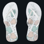 Chinelos CALÇADOS DE CASAMENTO | Coral e Teal Modernos<br><div class="desc">Um coral divertido e design de concha lacerante. Caligrafia manuscrita que diz Feliz Depois - perfeita para a noiva e o noivo vestirem na praia para a cerimônia de casamento na praia. Design criado para TheBarefootBride™ por © WhimsicalArtwork™. Esta é parte de uma coleção de artigos de papelaria de casamento...</div>