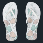 Chinelos CALÇADOS DE CASAMENTO | Teal de Coral Moderno<br><div class="desc">Coral giro e design de concha lacerante. Caligrafia manuscrita que diz madrinha perfeita para a madrinha vestir na praia para uma cerimônia de casamento na praia. Design criado para TheBarefootBride™ por © WhimsicalArtwork™. Esta é parte de uma coleção de artigos de papelaria de casamento com acessórios de casamento iguais também...</div>