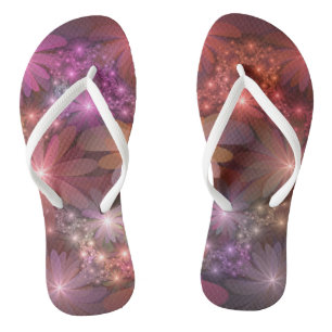 Chinelos Cama De Flores Arte Fractal Abstrato brilhante Col
