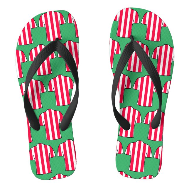Chinelos Camisas de futebol Design em faixas vermelhas (Pé da cama)