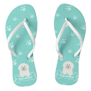 Chinelos Cão Cachorro Pupado Cachorro Branco Fluffy Monogr