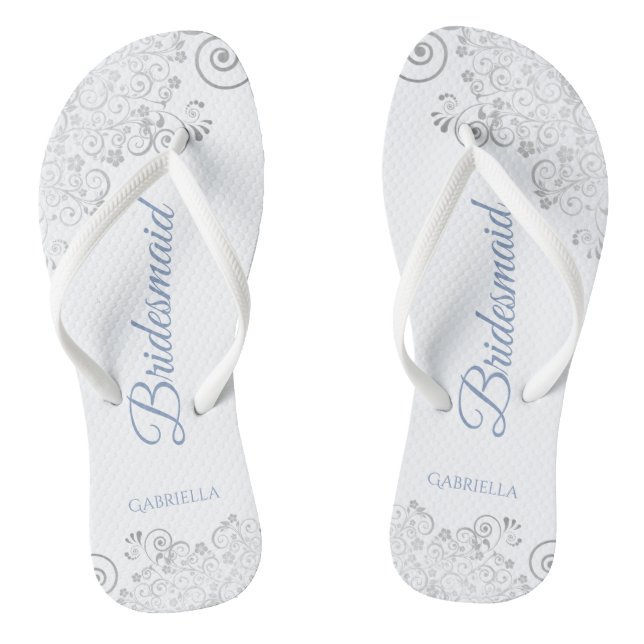 Chinelos Casamento com Bridesmaid de Arrasto Azul e Pó Azul (Pé da cama)