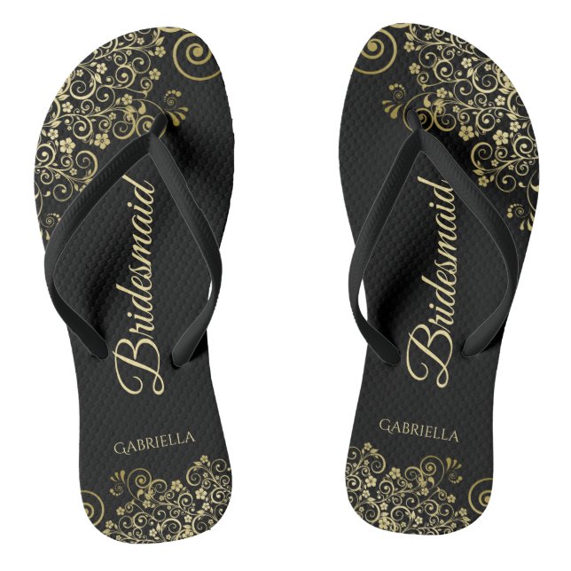 Chinelos Casamento Dourado com a Coluna Negra Elegante (Pé da cama)